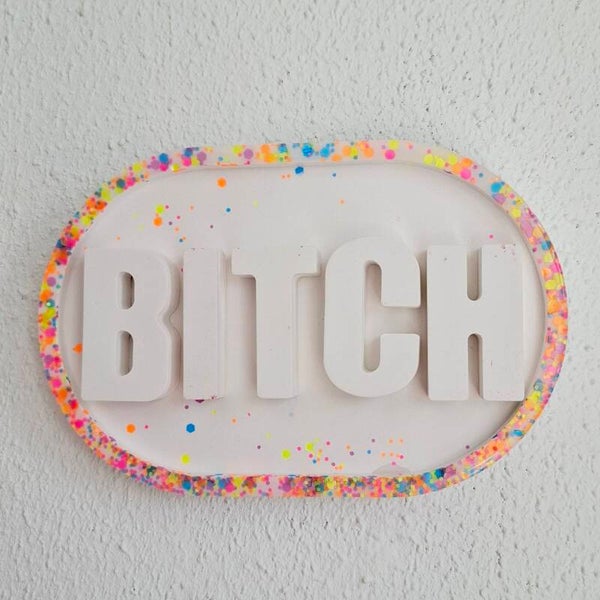 Wandbordje Confetti Bitch