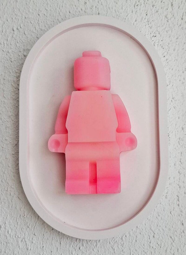 Wandbordje legopoppetje roze