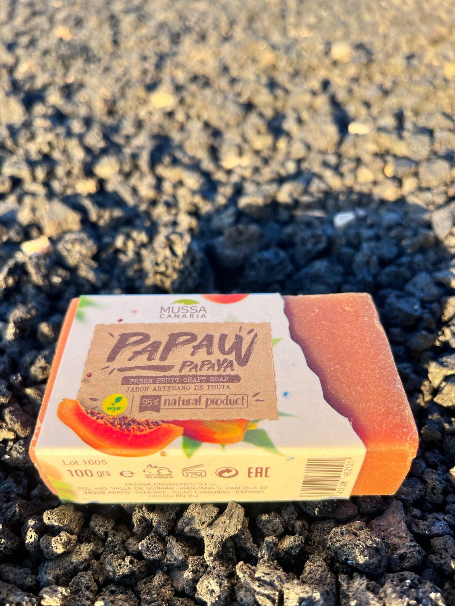 Jabón de fruta fresca de papaya 100gr (Mussa Canaria)