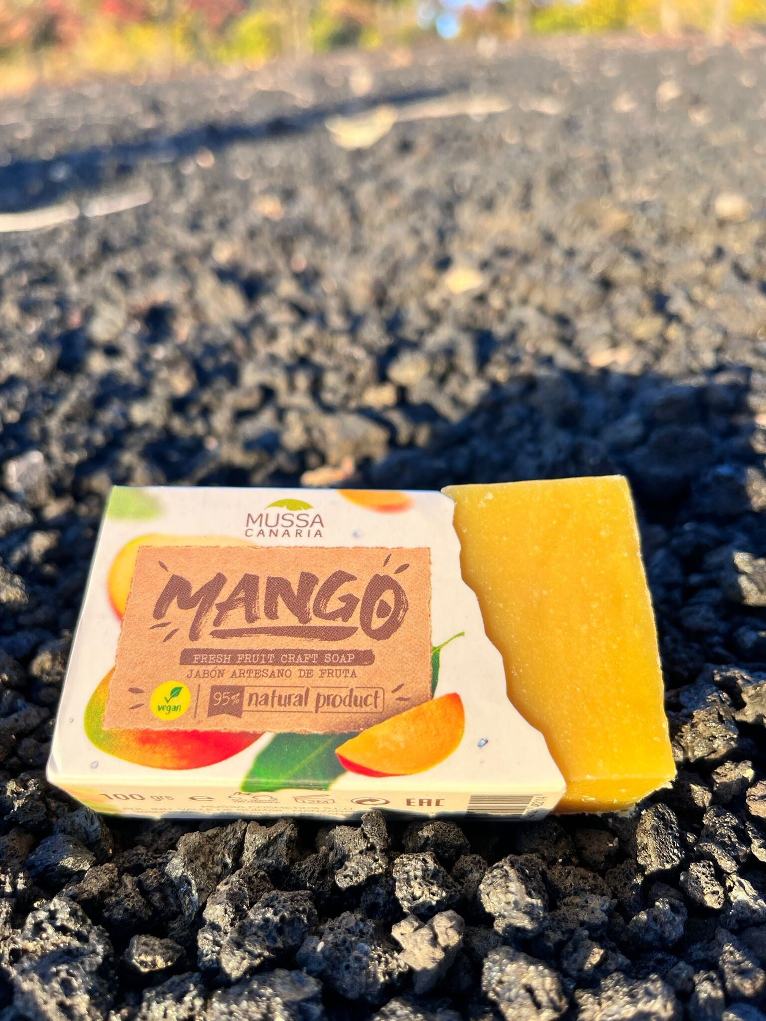 Jabón de fruta fresca natural de mango 100gr (Mussa Canaria)