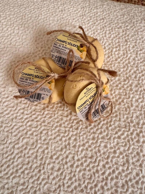 Champú sólido artesanal, cítricos y sal del Himalaya 40gr aprox