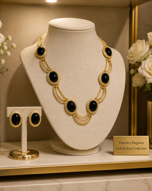 Timeless Gold & Black Jewelry Set