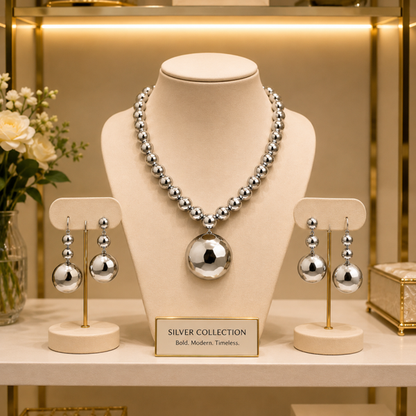 Silver Luxe Statement Jewelry Set