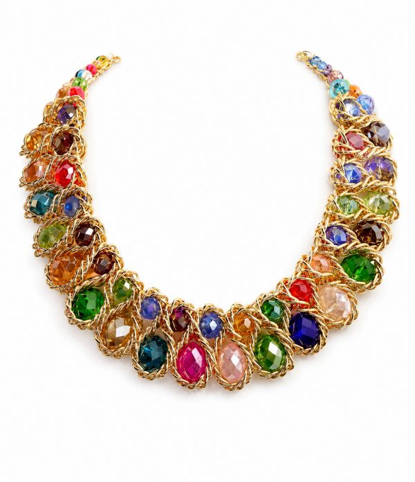 Rainbow Luxe Crystal Statement Necklace
