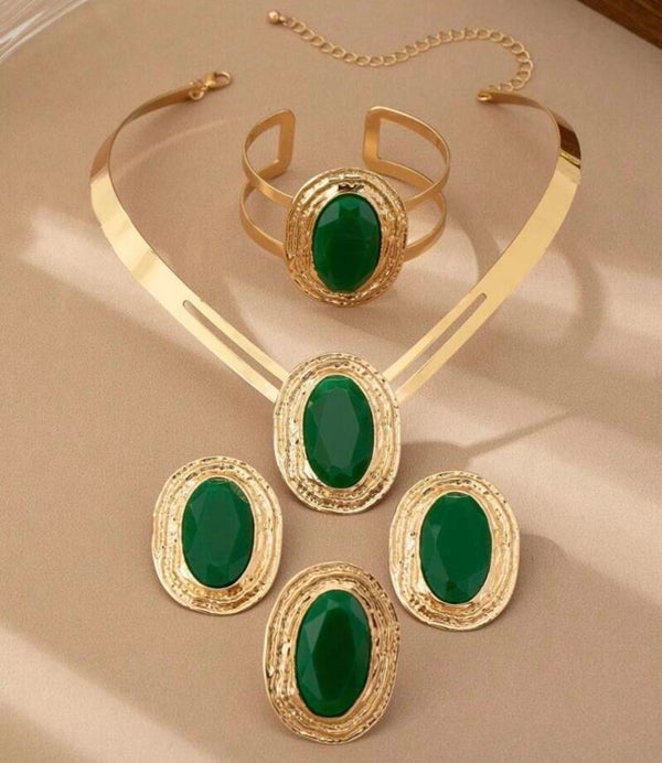 Emerald Luxe Gold Jewelry Set