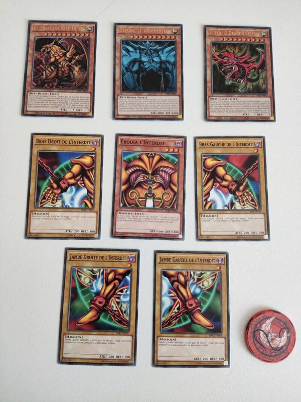 Yu-Gi-Oh - Lot des 5 Parties d'Exodia l'Interdit Complet + 3 Dieux Égyptiens