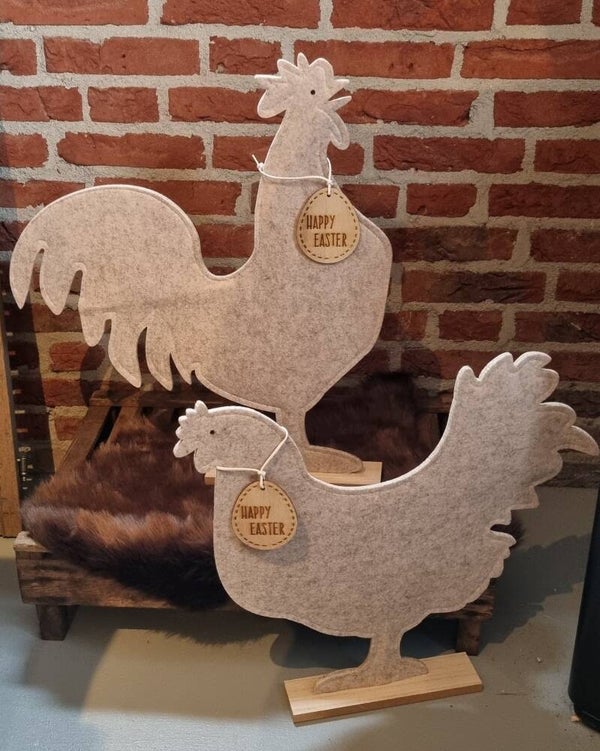 Set vilten kip en haan