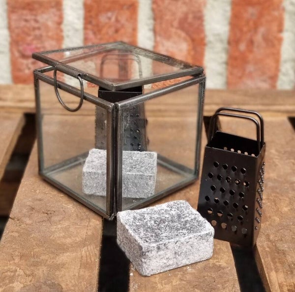 Rasp set zwart glazen doosje