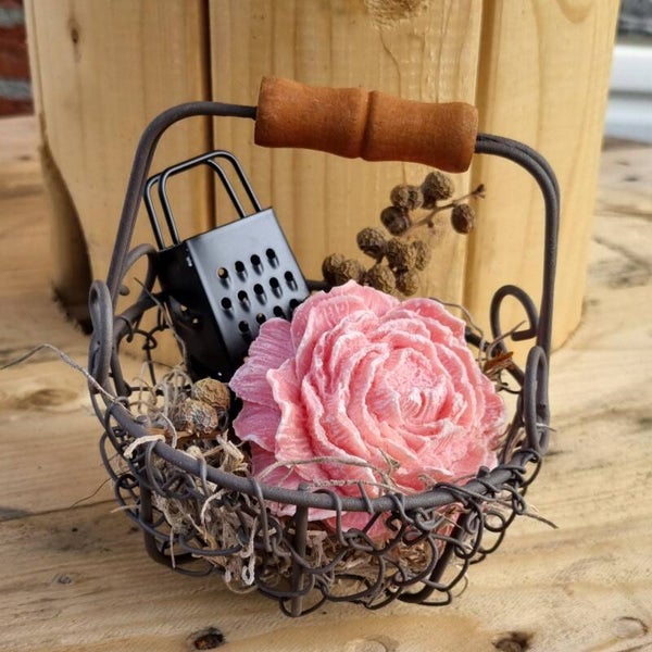 Geurset Mandje met Roos Roze