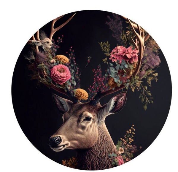 Deer Flower Muurcirkel (met bijpassende cirkel)