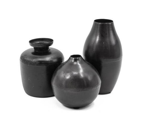 Metalen vaasjes set zwart