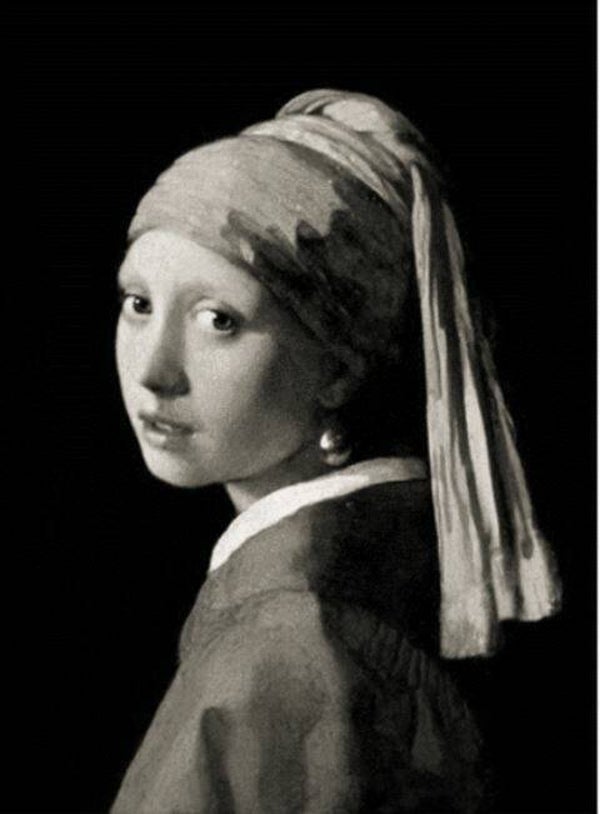 Deco bordje Meisje met de parel sepia