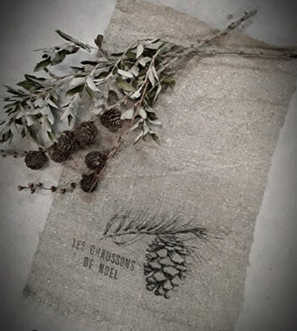 Shabby doek X-mas Dennenappel