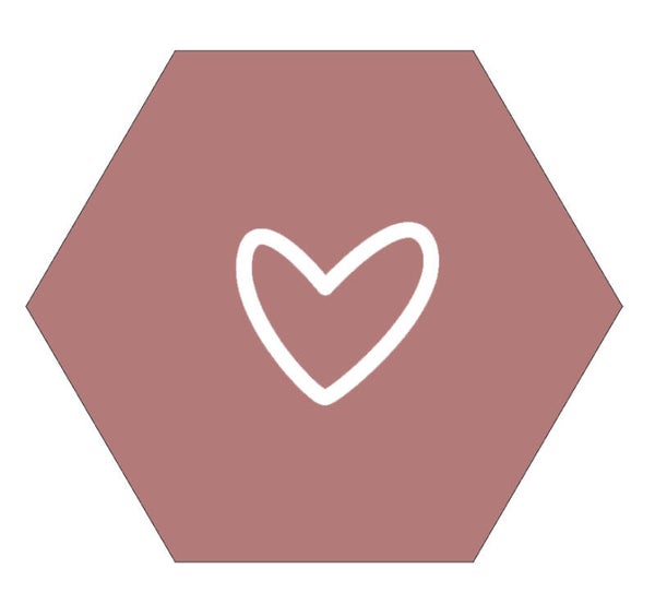 Muurhexagon Hart Rose