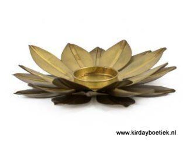 Waxinehouder Lotus goud