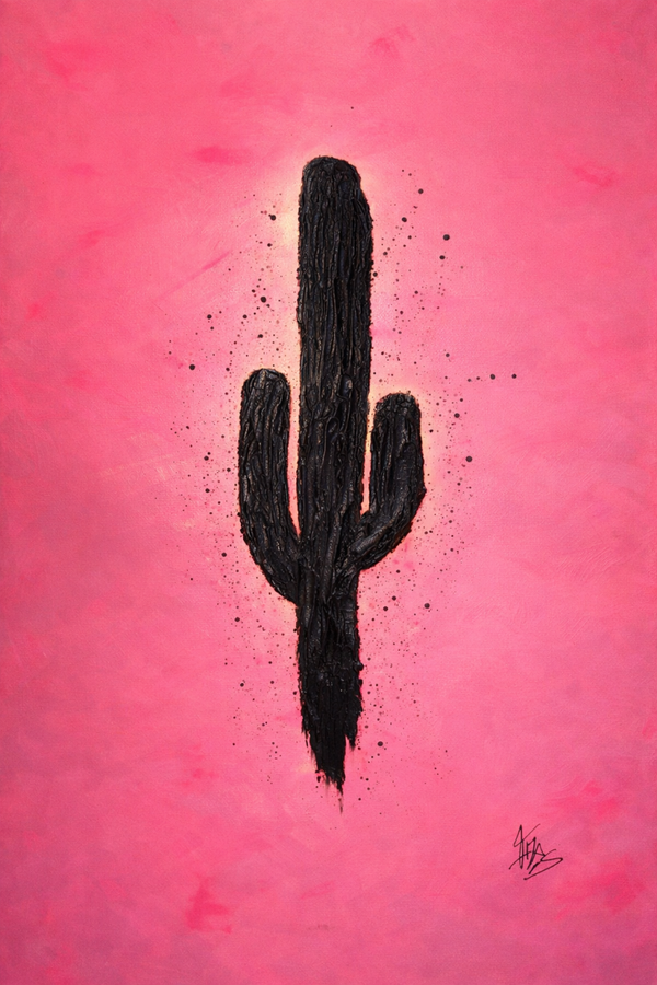 Black bloom – Contemporary Cactus Painting