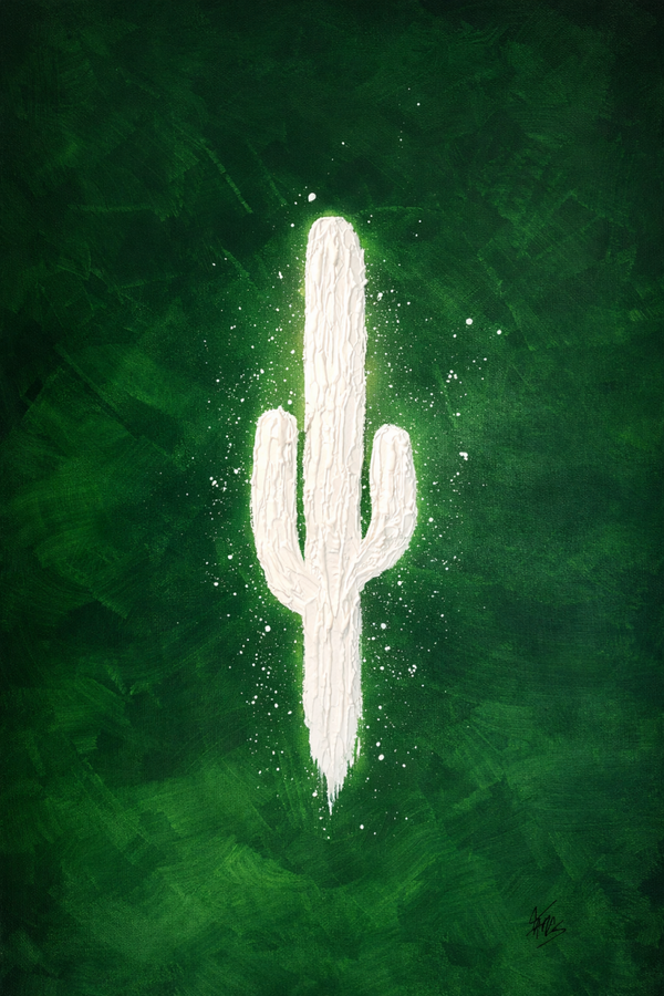 Emerald Silence – Contemporary Cactus Painting