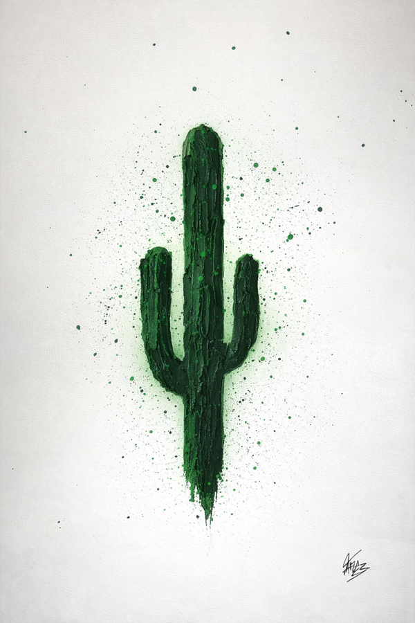 Green Pulse – Contemporary Cactus Painting