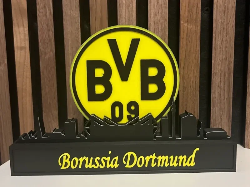 Borussia Dortmund with skyline of Dortmund