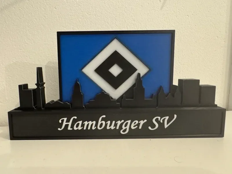 HSV Hamburg SV with skyline of Hamburg