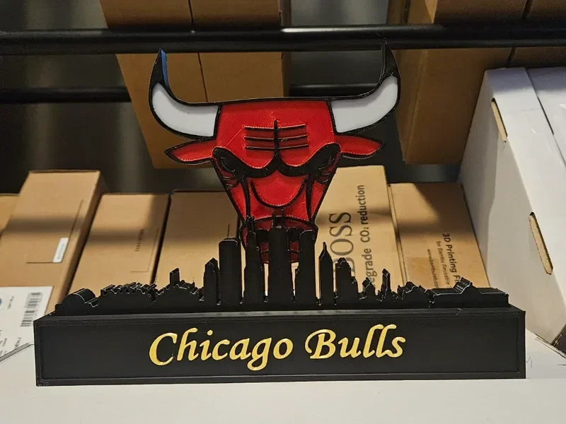Chicago Bulls mit Chicago Skyline