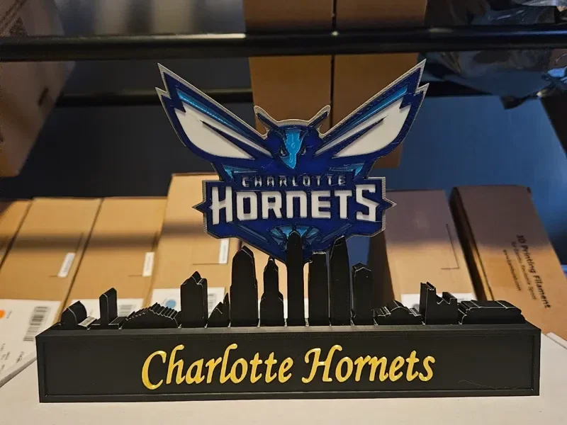 Charlotte Hornets mit Skyline von Carolina