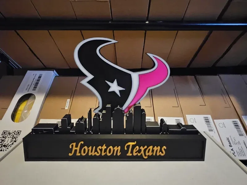 Houston Texans mit Skyline von Houston NFL
