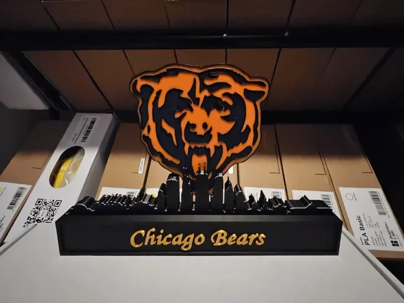 Chicago Bears mit der Skyline von Chicago