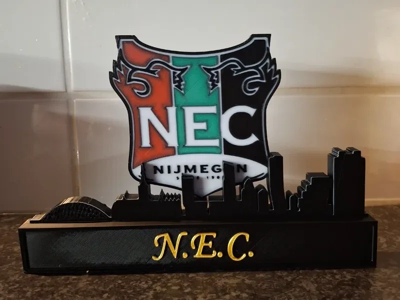 N.E.C. Nijmegen with skyline of Nijmegen