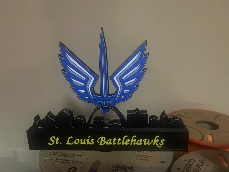St Louis Battlehawks mit Skyline von St Louis
