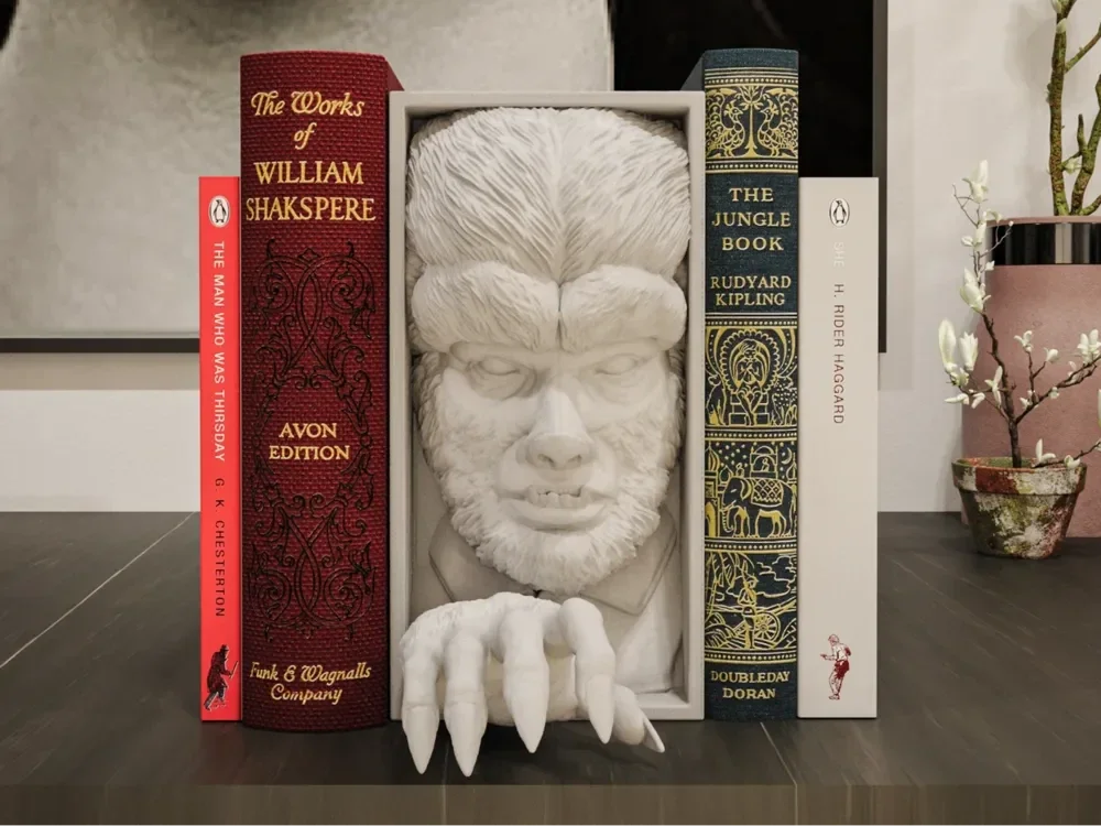 Der Wolfmann / Buchstütze und Wandhalterung