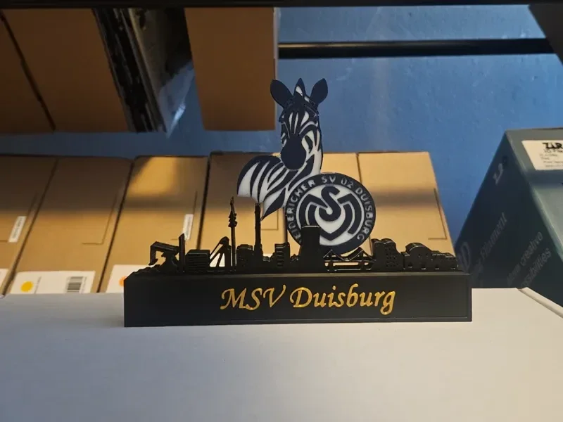MSV Duisburg mit Duisburger Skyline