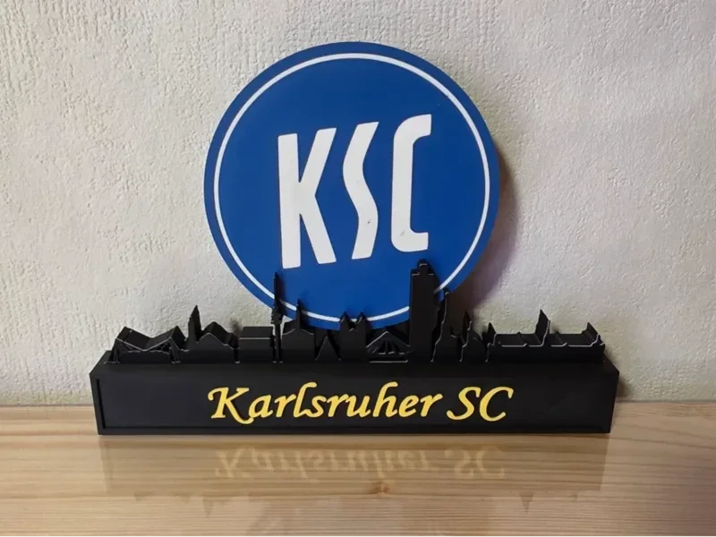 KSC Karlsruher SC with skyline of Karlsruhen