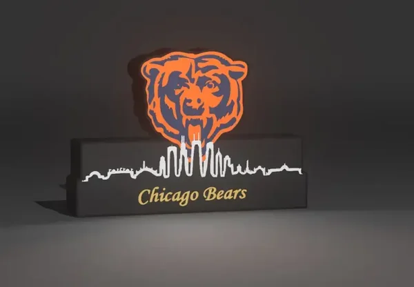 NFL Leuchtkasten Chicago Bears mit Skyline!