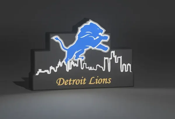 NFL Leuchtkasten Detroit Lions mit Skyline!