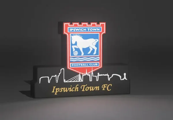 Leuchtkasten Ipswich Town FC mit Skyline
