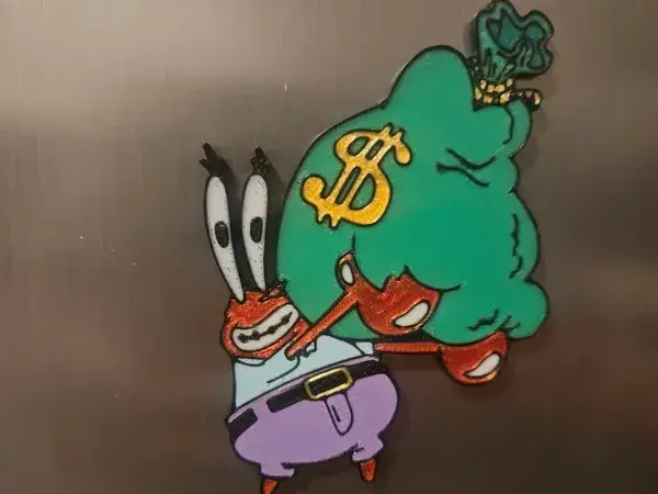 Mr Krabs mit Geldtasche Kühlschrankmagnet Spongebob