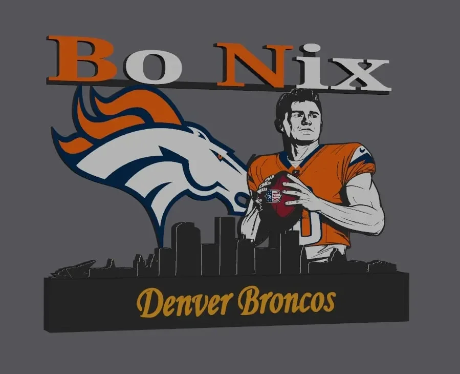 NFL Denver Broncos Bo Nix Display mit Skyline