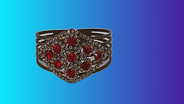 Bracelet fantaisie avec strass rouge et strass diamant années 30 BA61