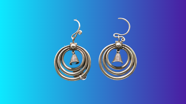 Boucles d'oreilles fantaisies artisanales en argent massif spirale et goutte   BOAZ3