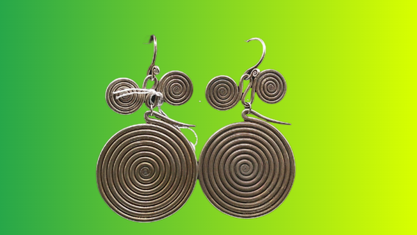 Boucles d'oreilles fantaisies artisanales en argent massif circulaires  BOAZ4