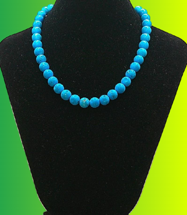 Collier court perles turquoise