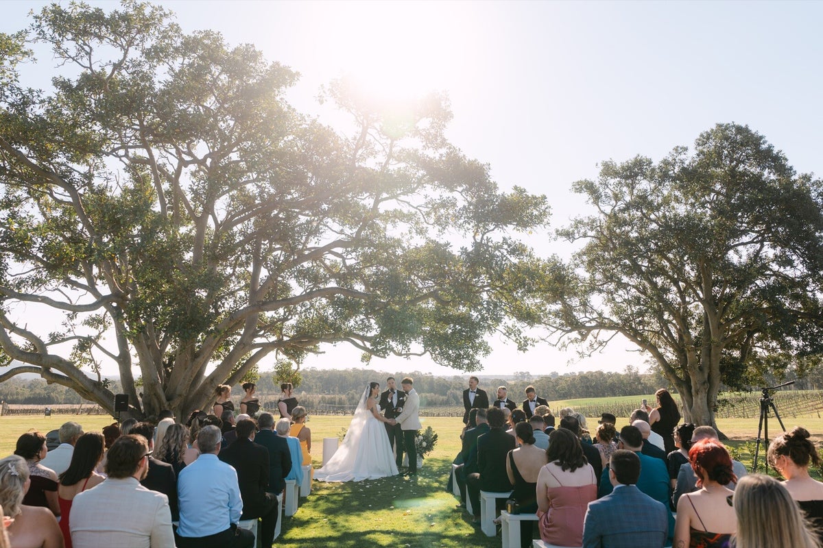 Jordan and Ashleigh’s wedding ceremony at Bimbadgen Palmers Lane