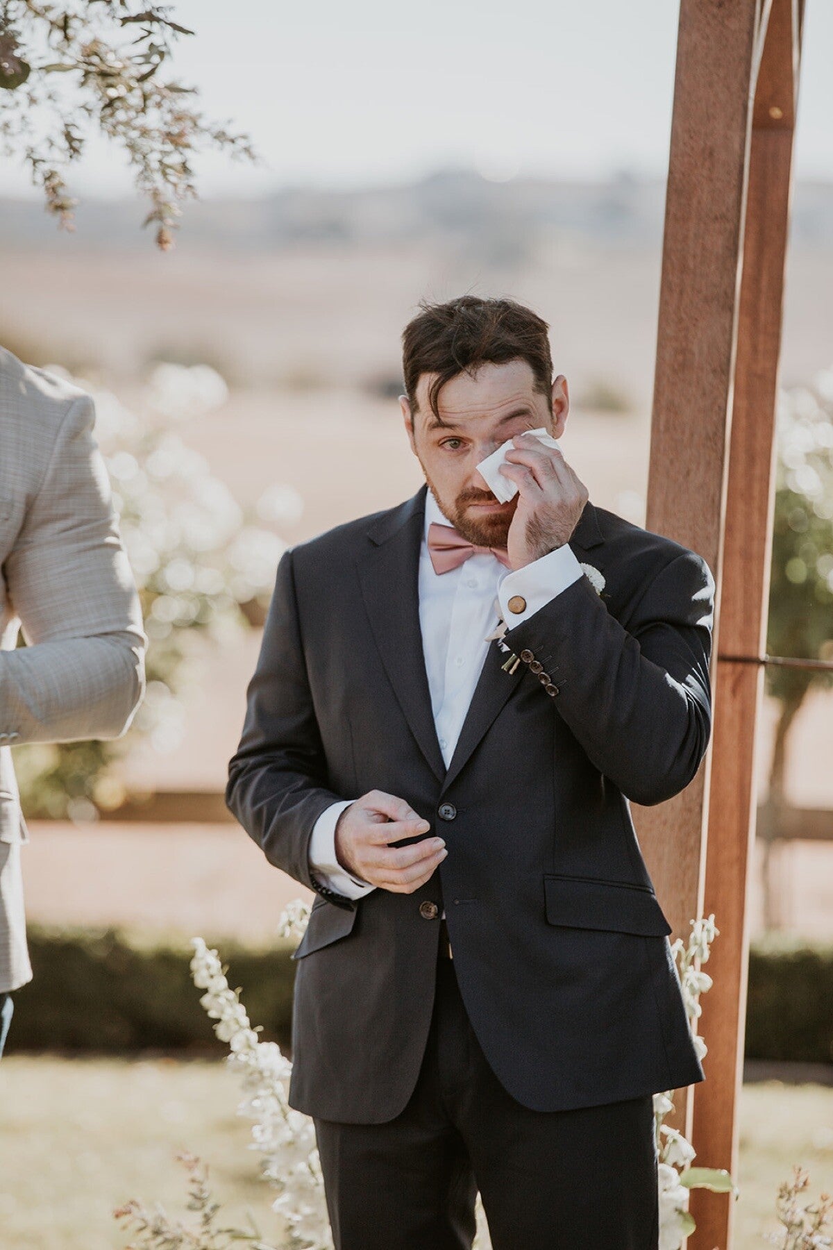 Adam moved to tears during his BoxGrove Estate wedding ceremony