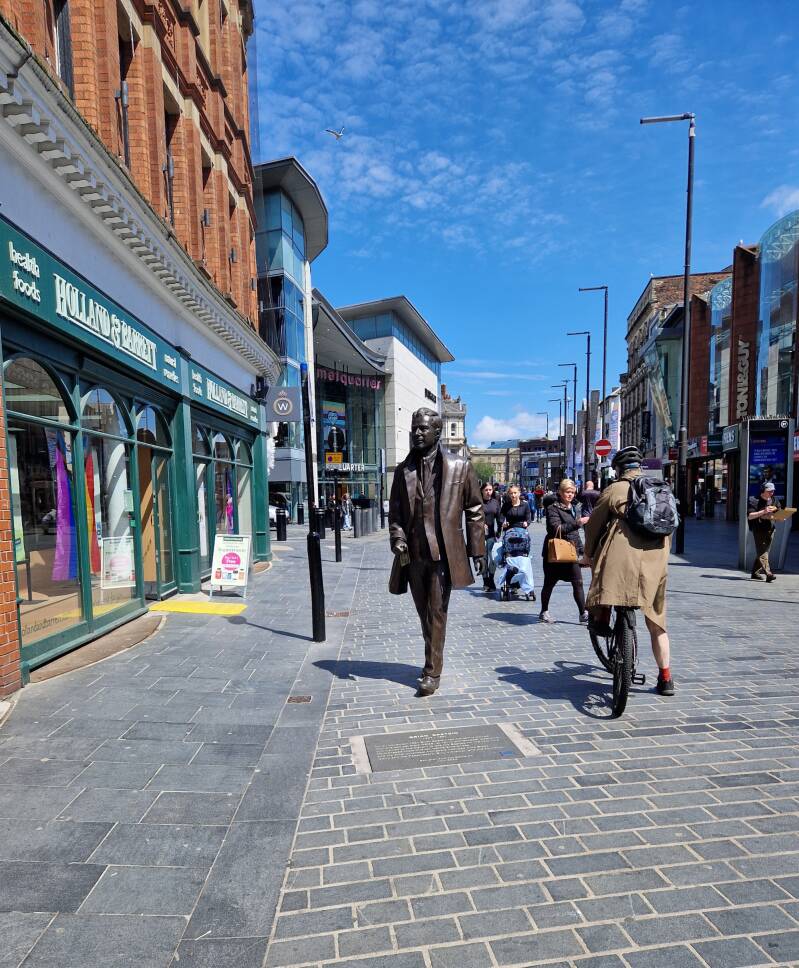 The statue on the corner of Button Street and Whitechapel was unveiled in 2022