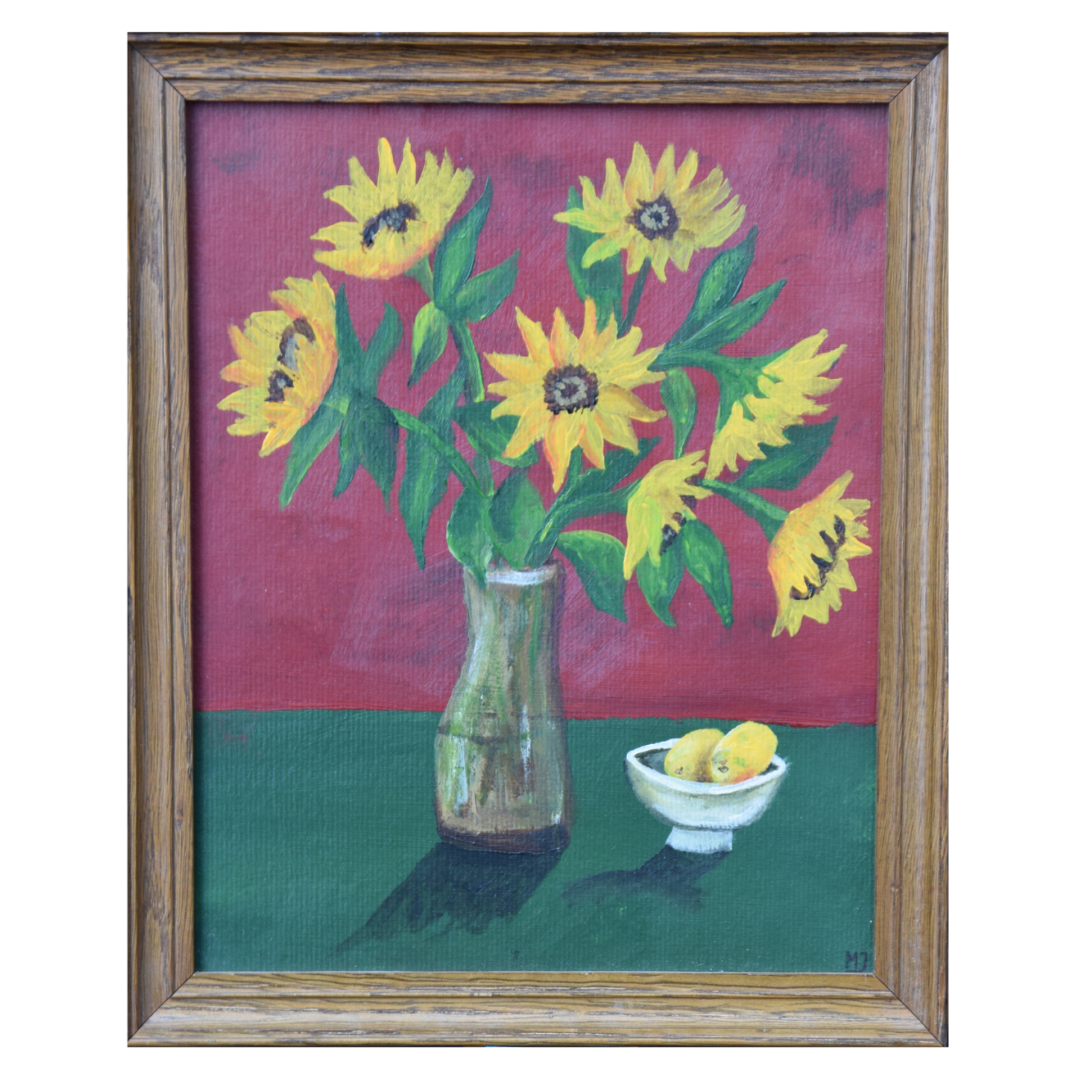 Schilderij zonnebloemen 23x28 cm