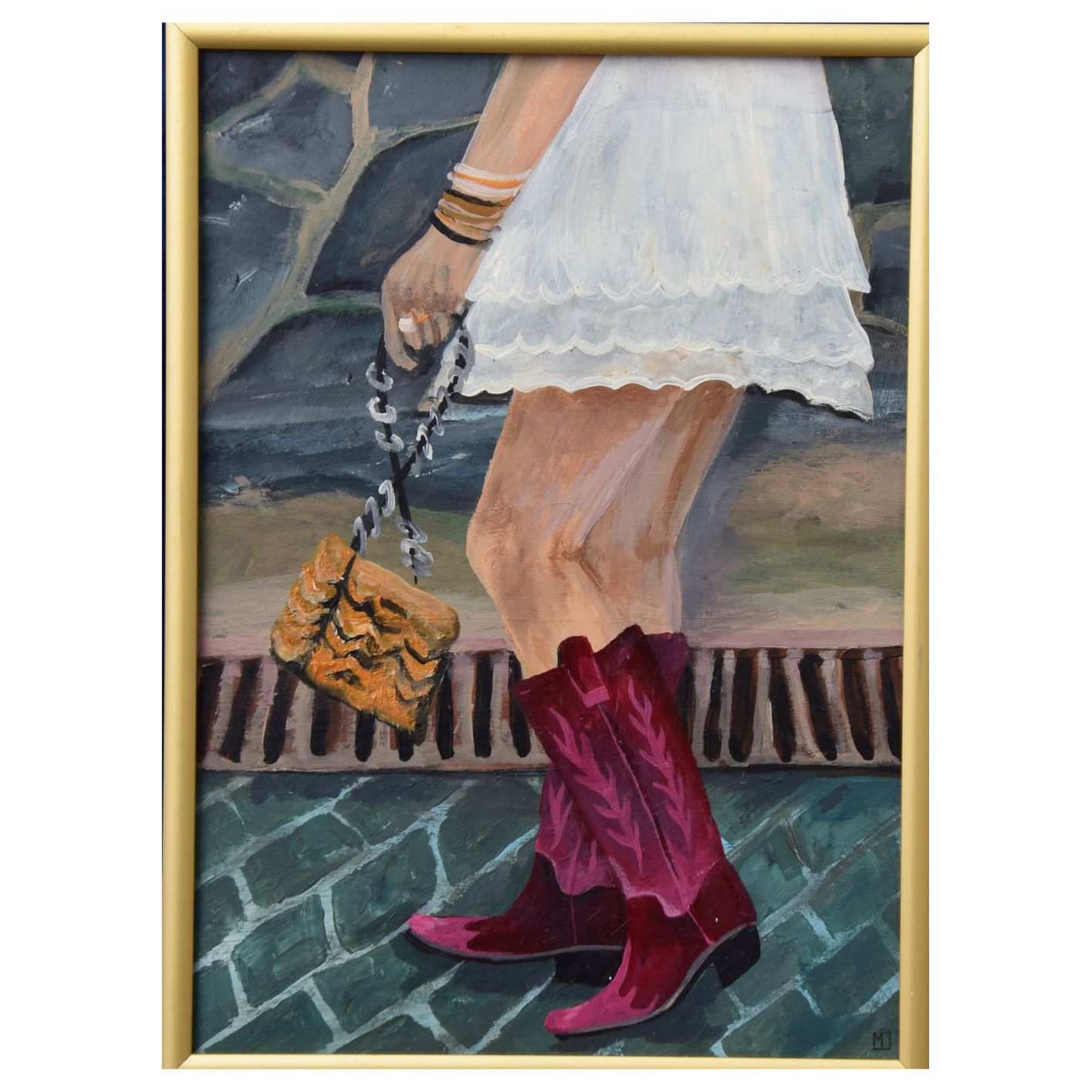 Schilderij cowboylaarzen 21x29 cm