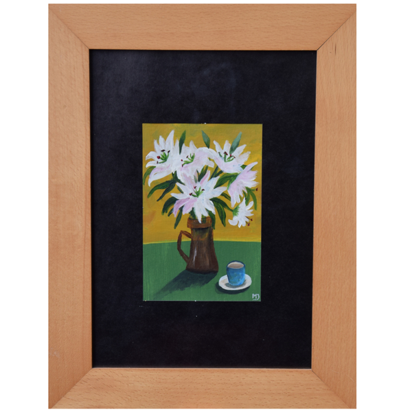 Schilderij vaas bloemen 26x35cm