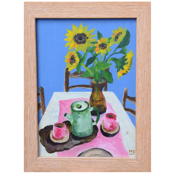 Schilderij tafelen zonnebloem 21x16 cm