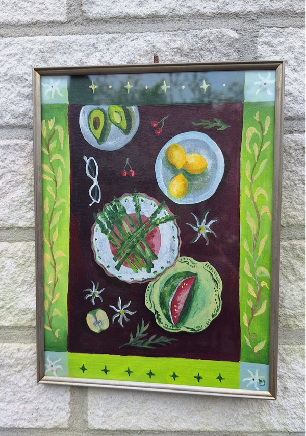 Schilderij asperges 19x25 cm
